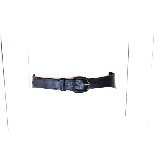 Vintage Morris Moskowitz black reptile leather scale buckle belt